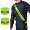 Reflective Sash for Night Walking, High Visibility Running Safety Gear with 2Pcs Reflective Armbands, Adjustable Cross-Body Reflective Belt for Men Women Kids, Essential Gear for Jogging Dog Walking - color: green