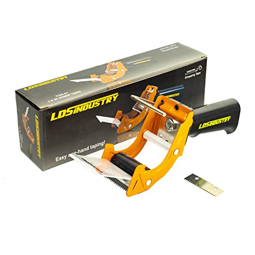 Rapid-Replace Packing Tape Dispenser Gun with Extra Blade by LDS Industry, 2 in (50mm) Lightweight Ergonomic Industrial Handheld Heavy Duty Tape Cutter for Carton, Packaging and Box Sealing, Orange