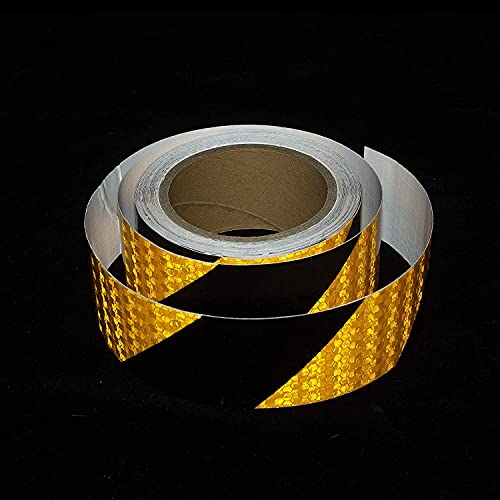 Reflective Tape, Waterproof Self Adhesive Dot Safety Reflector - color: Black Yellow, size: 2 Inch x 65 Feet