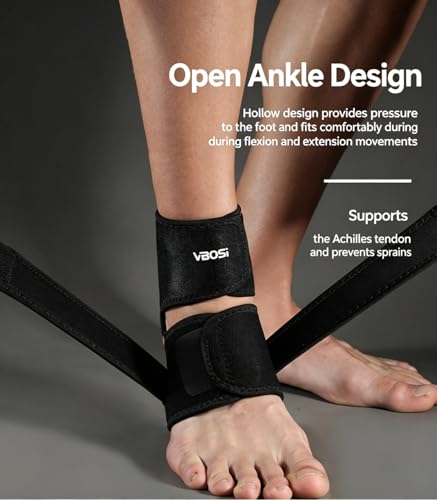 Ankle Brace Elastic Ankle Supports for Men Women, Adjustable Ankle Compression Brace, Plantar Fasciitis Relief Achilles Tendonitis Brace Achilles Tendonitis Wrap, Ankle Brace Basketball Football Running, Pack of 1