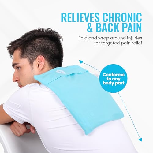 ICEWRAPS Reusable Cold Pack with Fabric Cover - Standard 10 x 14 Inch, Blue - size: 10”x14”, style: Ice Pack with Cover