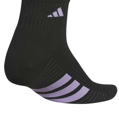 adidas Women's Cushioned Socks 3 Pairs - color: Black/Magic Lilac Purple/Power Pink/4.0/Quarter, size: Medium, style: Quarter
