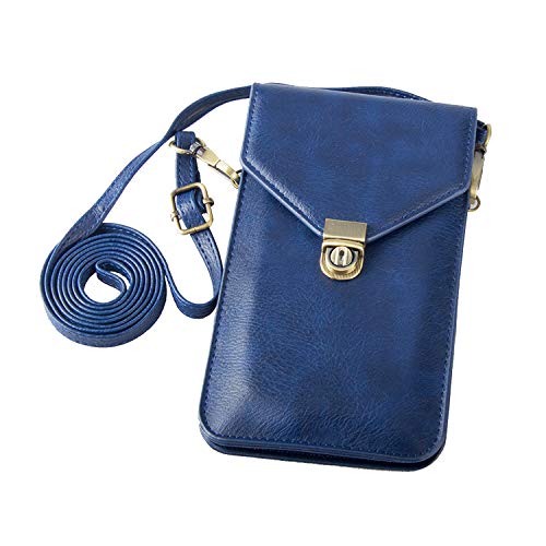 Small Cell Phone Purse, Synthetic Leather Crossbody Bag Dual Pockets Card Holder Neck Pouch with Adjustable Strap for iPhone X Xr 8 7 6s Plus, Galaxy S10 S9 S8 Plus, LG G8 ThinQ, Blue - color: 02 Blue