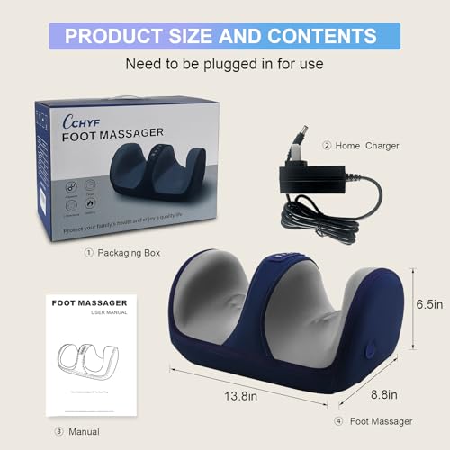 Foot Massager with Heat, Electric Foot and Calf Roller Massager, Blue