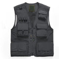 Lilychan Mens Utility Casual Fishing Vests Outdoor Vest Multi Pockets Cargo Vest Travel Hunting Camping Tactical Outerwear - color: Grey, size: 4X-Large