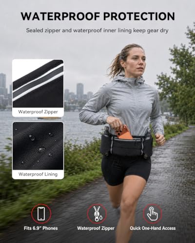 UTOBEST Running Hydration Belt with 2 Soft Flasks, 6-Pocket Waist Pack B5