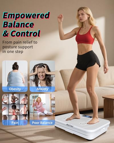 ROTAI Vibration Plate Exercise Machine for Lymphatic Drainage Massager & Weight Loss, 400 lbs Capacity Whole Body Vibrating Shake Plate Workout for Women and Men - color: Light Grey