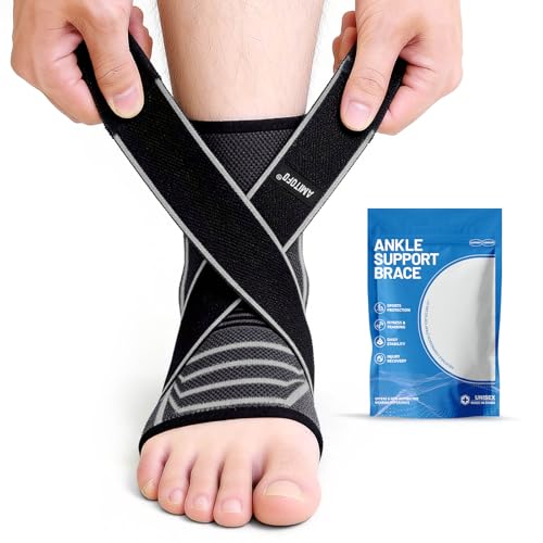 Ankle Brace Plantar Fasciitis Relief, Adjustable Strap Men Women - color: Grey, size: Large