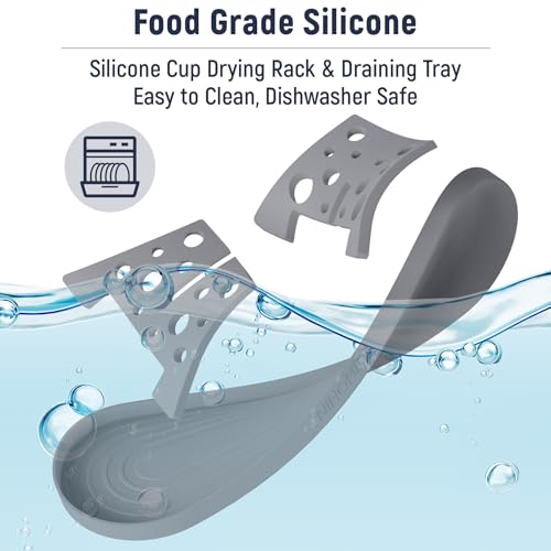NiHome Silicone Water Bottle Drying Racks Set of 3 with Drip Tray,Cheese Style for Faster Drying,Bottle Dryer Racks Fit for Stanley YETI Cups Owala Sports Bottle Baby Bottle Thermoses Mugs - color: Dark Gray