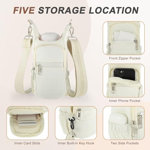 Water Bottle Carrier Bag with Adjustable Strap, for 18/32/40oz Bottle - color: Beige