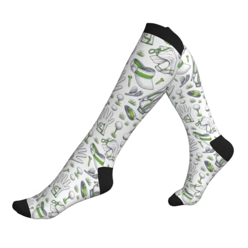 Compression Socks Knee High Circulation Support Socks For Women Men Athletic Running Hiking Cycling - color: Golf