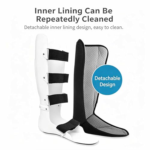 Adjustable Ankle Brace Rigid Orthosis Support Splint, Open Toe Ankle Stabilizer with 4 Hook-and-Loop Straps, Detachable Guard & Washable Liner, Post-Op Ankle Fixation for Sprain Recovery, Large Tall (One Size, Left foot)