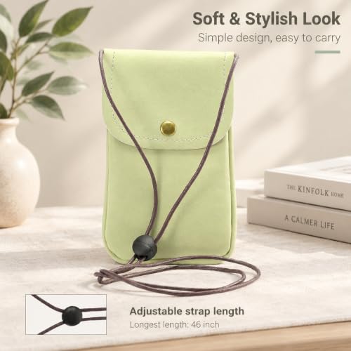 Cell Phone Neck Pouch, Techcircle PU Leather Carrying Bag with Credit Card Holder Adjustable Strap, Small Travel Purse for iPhone 11 XR XS Max SE 8 7 6 Plus, Galaxy S10 S7 Edge A10 J7, Moto G6 (Green) - color: 01 Green