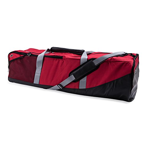 Champion Sports Lacrosse Equipment Bag – Heavy-Duty Nylon, Stick Compartment, Waterproof Bottom, Adjustable Strap, 44x15x13in - color: Red