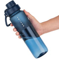OLDLEY 32oz Water Bottle with Handle, BPA-Free Tritan Reusable Sports Water Bottle with Leak-Proof Dust Lid, Wide Mouth, Cup Holder Friendly, Half Frosted Clear Bottle for Gym, Travel, Work,Navy Blue - color: Navy Blue