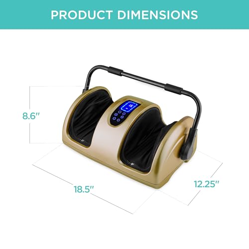 Best Choice Products Shiatsu Foot Massager with Heat for Plantar Fasciitis & Neuropathy, Kneading Foot & Calf Massager with Remote, 360° Adjustable Handle, Rolling & Compression Massage - Gold - color: Gold