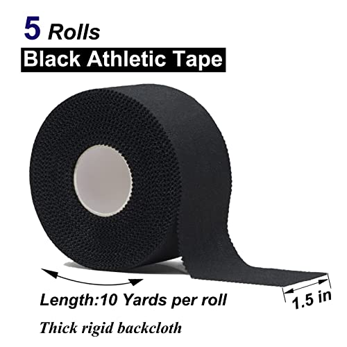 ADMITRY Athletic Tape,5 Pack Black Sports Tape - color: Athletic Tape Black(cotton)-5 Rolls