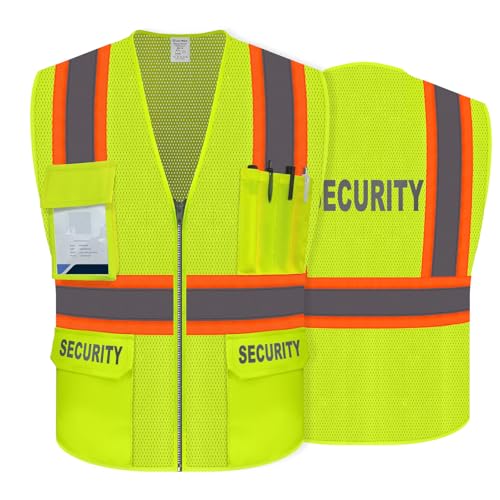 Security Vest for Men, Reflective Safety Mesh Vest, Yellow, 5XL - color: Yellow-security, size: 5X-Large