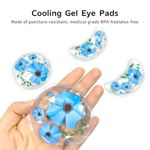 4PCS Gel Eye Ice Pack Set Reusable, Cold and Hot Compress for Eyes - color: Blue Flowers