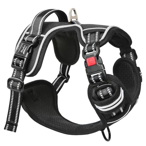 HEELE Dog Harness for Medium, Reflective No Pull Front Clip Vest, Black, M - color: Lock Black, size: M (Pack of 1)
