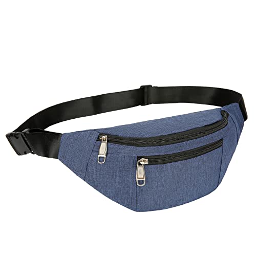 Fanny Pack for Men & Women, Fashion Waterproof Waist Packs with Adjustable Belt, Casual Bag Bum Bags for Travel Sports Running. - color: Dark Blue