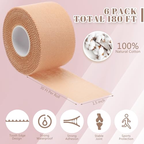 Geiserailie 6 Rolls Pre Wrap Wrist Tape Colorful, 1.5"x10 Yards No Residue