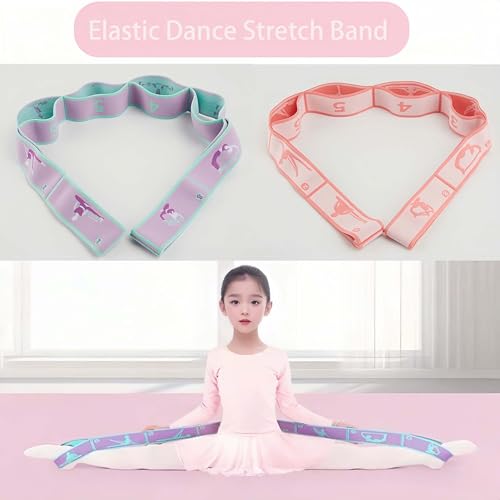 2pcs Stretch Strap for Kids,Elastic Yoga Stretching Strap with Loops, Multi-Loop Adjustable Exercise Stretching Bands，Stretching Resistance Ballet Bands for Dance, Latin, Gymnastics Exercis -8Loops - color: A