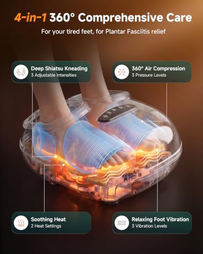 Snailax 4-in-1 Foot Massager with Heat 2026 Upgraded FSA Eligible Item - color: A.black
