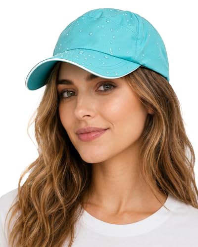 Waterproof Baseball Cap for Men Women UPF 50+ Quick-Dry Running Golf Hat - color: Light Aqua