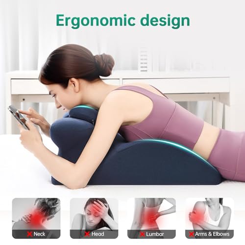Adaptive Hip Pillow for Couples, Memory Foam Ergonomic Elevation Bed Support Pillow for Back Pain & Post Surgery Recovery, Reading Cushion with Removable Washable Cover & Anti‑Slip Base (Blue)