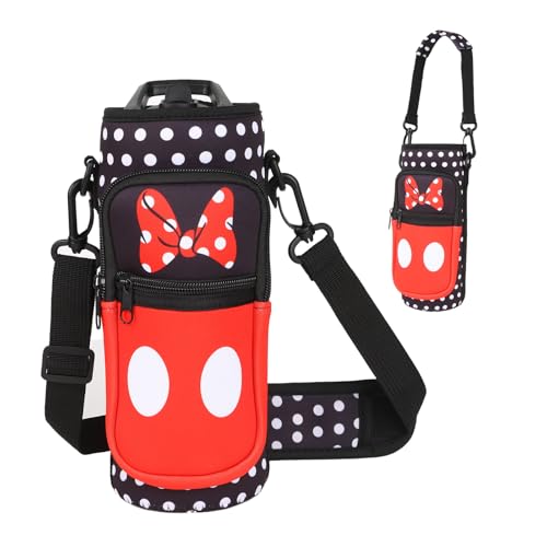 Cute Water Bottle Holder with Strap, Neoprene Insulated Crossbody Sling Bag Carrier with Adjustable Shoulder for 20-32oz Bottles, Phone & Pockets, Perfect for Travel, School & Outdoor Activities
