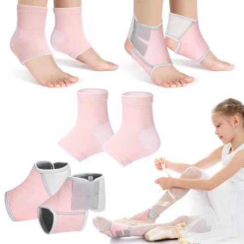 Tarpop 2 Pairs Kids Ankle Brace, Compression Sleeves, M+S, Pale Pink - color: Pale Pink, size: Small,Medium