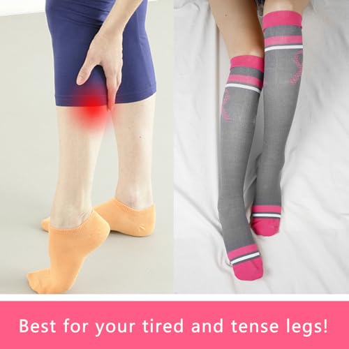 Junely Compression Socks for Women Knee High Socks Funny - color: C-pinkribbon