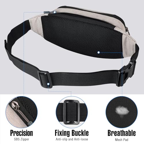 WATERFLY Small Fanny Pack Crossbody Lightweight Waist Bag for Woman Man - color: Beige