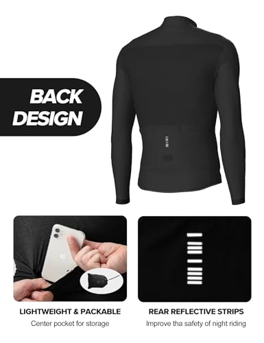 LAMEDA Cycling Jacket for Men Women, Windproof Lightweight Packable Cycling Windbreaker Bicycle Clothing Jacket - color: Bk Jacket, size: XX-Large
