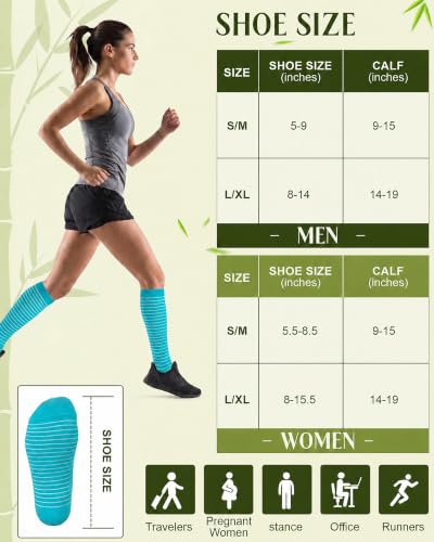 Bamboo Viscose Compression Socks|4Pairs 15-20mmHg Knee High Socks - color: Navy Blue, size: Small-Medium
