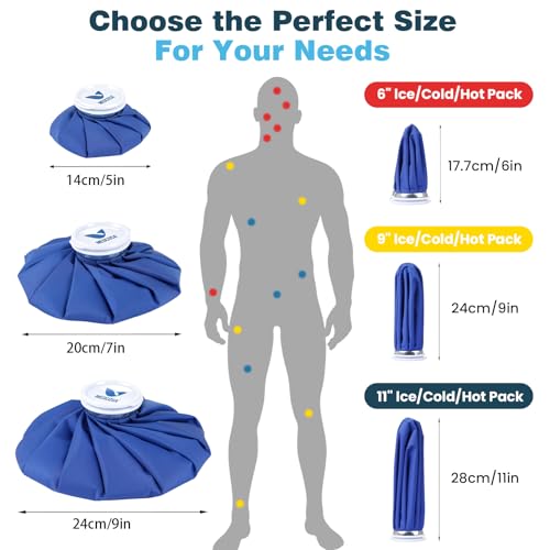 Medcosa 6" (15.2cm) Ice Bag Reusable - Refillable Ice Pack - Watertight Bag to Hold Cubes - Stay Cool & Dry - Comfortable Soft Fabric - Secure Spill Proof Closure - style: Ice Bag - 6 Inches