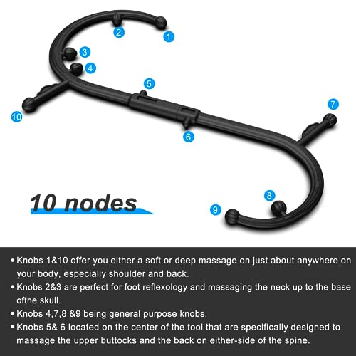 Back Massager Stick, Trigger Point Massage Tool, Massage Cane with Dual Hook Design, Muscle Knot Remover, Pressure Point Massage Tool, Deep Tissue Massage Hook for Neck, Shoulders & Back Muscle Hook
