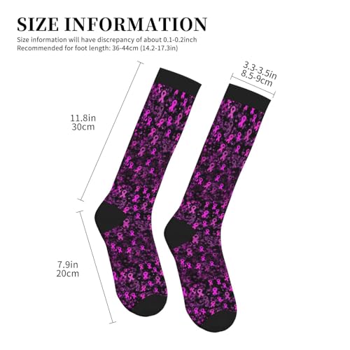 Avocado Compression Socks Women Men Knee High Stock for Running Work Support Nurses Travel - color: Breast Cancer Ribbon