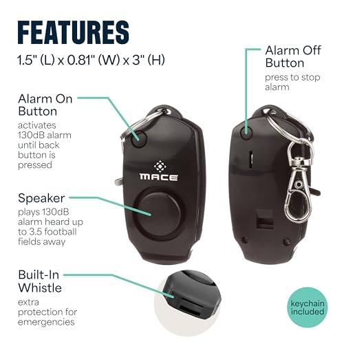 Mace Personal Safety Alarm & Mace Pepper Spray Kit - Loud 130db Siren with Built in Emergency Whistle, 10 Feet Range Pocket Model (0.42 oz) Self Defense Pepper Spray for Women & Men - color: Black