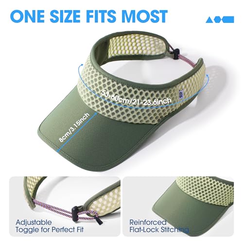 LONGLONG Sports Sun Visor Hat with Non-Slip Toggle Breathable for Women Men - color: Army Green