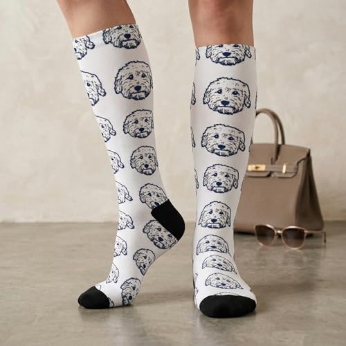 Compression Socks Knee High Support Stockings Women Men - color: Cute Goldendoodle