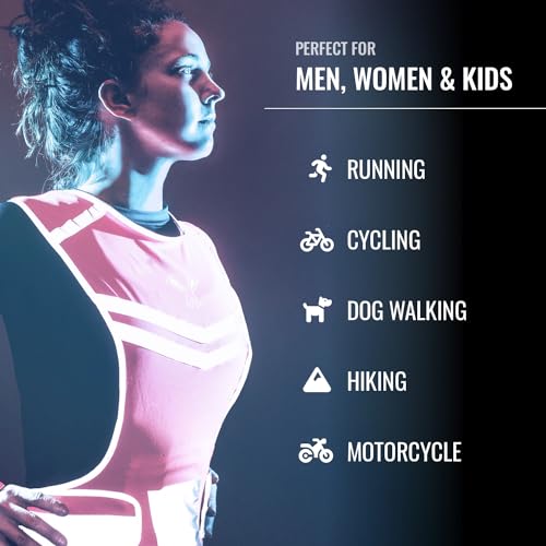 Reflective Running Vest with Pocket & 2 Bands, High-Visibility - color: Pink, size: Medium