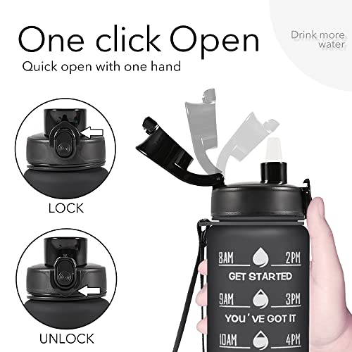 32 oz Water Bottles with Strap & Straw, Sport Motivational Water Bottles - color: Midnight Rose