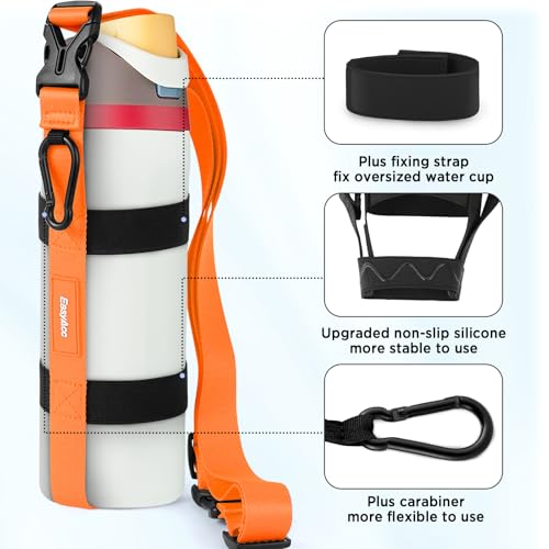 EasyAcc Water Bottle Holder Strap Sling, for Owala FreeSip 24 32 40 oz, Hydro Flask, Cirkul, Yeti, Stanley Flip, Universal Water Bottles, with Carabiner, for Walking Curise Travel (Bottle Excluded) - color: Citrus
