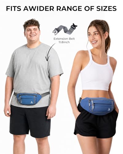 2.5L Fanny Pack for Women Men, RFID Blocking Crossbody Belt Bag, Blue - color: Blue