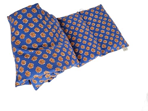 Microwavable LOVEwrap Neck & Shoulder wrap -Heated microwavable Warming Soothing Muscle Pain Relief Fatigue Relaxation - Unscented 6 x 24 - flaxsSeed - Natural Cotton Linen - Orange Blue Flowers - color: Bonnie Blue
