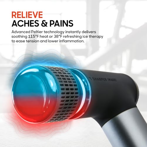 Sharper Image Powerboost Compact Heat & Cold Therapy Percussion Massage Gun - color: Black
