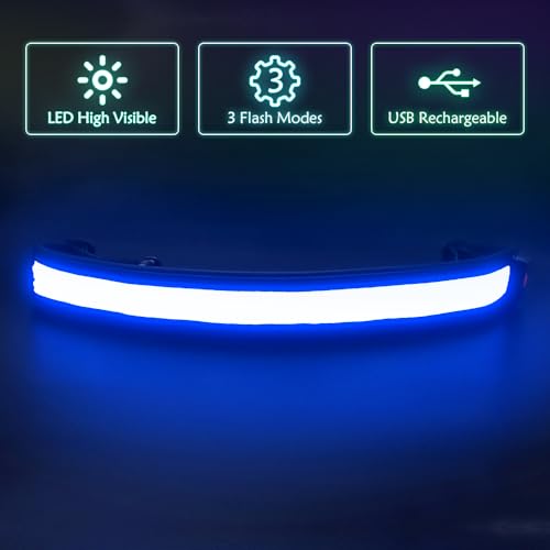 Illumifun LED Running Belt - USB Rechargeable Light Up Sash, High-Visibility Elastic Waistband Light for Running Cycling Hiking Camping Nighttime Activities - color: Blue