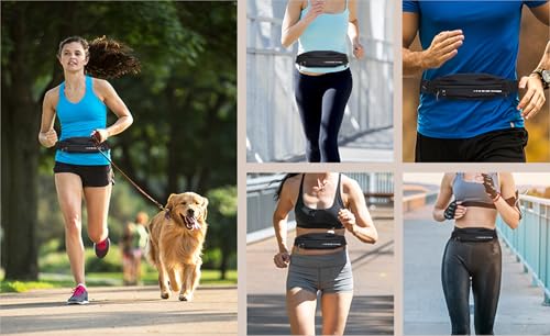 Slim Running Belt for Women Men, Runners Fanny Pack Phone Holder Waterproof Waist Pack for Jogging Walking (4, Black)